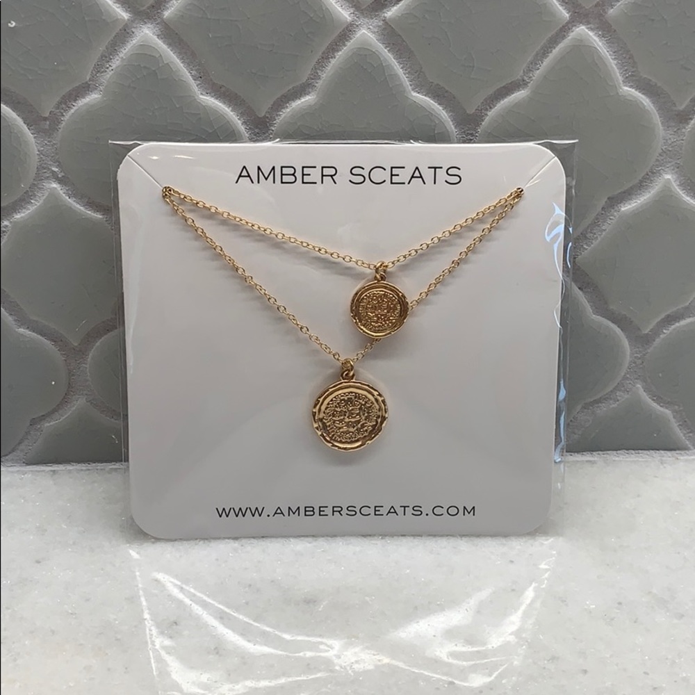 Amber Sceats gold double coin necklace
